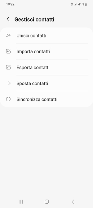 Seleziona Importa  contatti