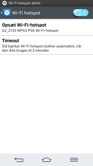Din telefon er nu sat op til brug som modem.