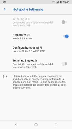 Il telefono è ora pronto per essere usato come modem