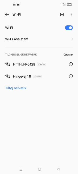 Vælg det trådløse netværk, du ønsker at oprette forbindelse til