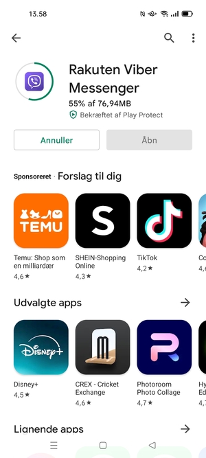 Afvent at installeringen er afsluttet