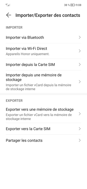 Sélectionnez Importer depuis la Carte SIM