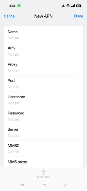 Enter Internet information