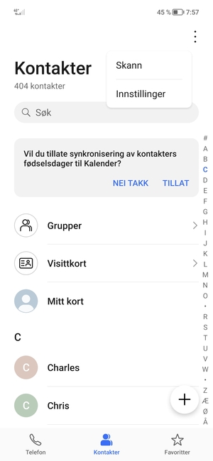 Velg Innstillinger