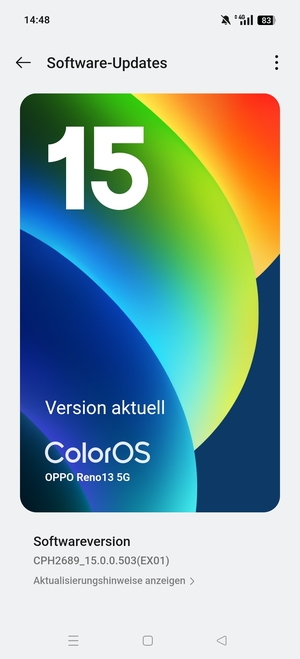 Falls Ihr Handy aktualisiert ist, wird Ihnen der folgende Bildschirm angezeigt