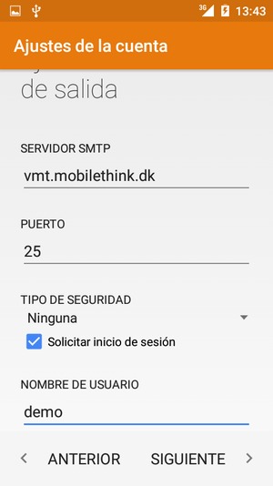 Introduzca la dirección de servidor saliente