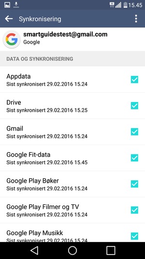 Kryss av i alle avkrysningsboksene og velg menyknappen
