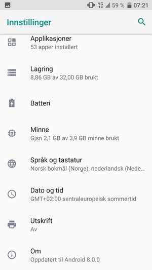 Bla til og velg Om
