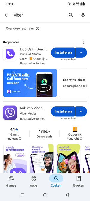 Selecteer de app