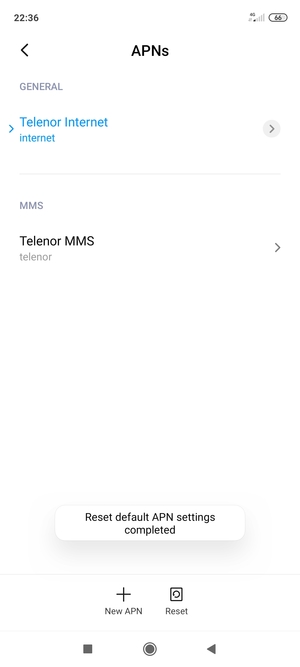 Your phone will reset to default Internet and MMS settings