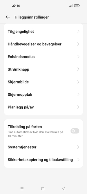 Bla til og velg Sikkerhetskopiering og tilbakestilling