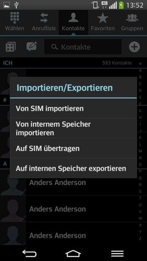Wählen Sie Von SIM importieren