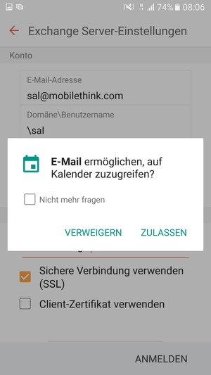 Wählen Sie die gewünschte Option
