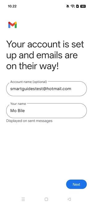 Give your account a name and enter your name. Select Next