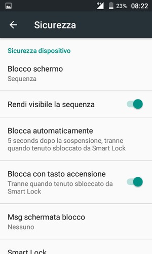 Il tuo telefono è ora protetto dal blocco schermo