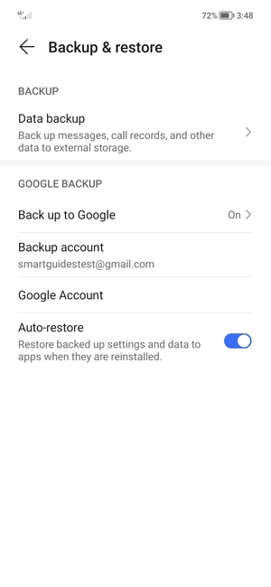 Select Backup account