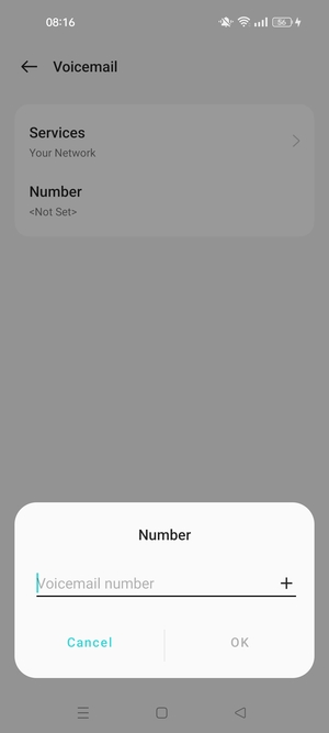 Enter the Voicemail number and select OK