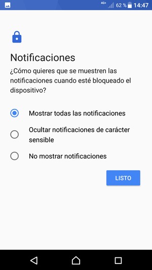 Seleccione la opción deseada y seleccione LISTO