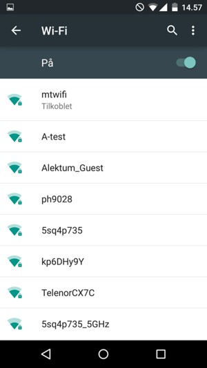 Du er nå koblet til Wi-Fi-nettverket