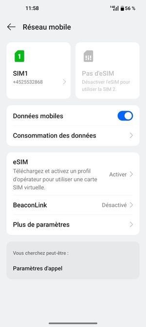Sélectionnez  eSIM