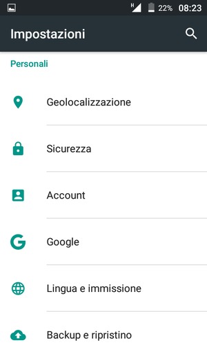 Scorri e seleziona Account