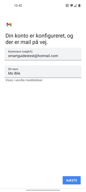 Giv din konto et navn og indtast dit navn. Vælg NÆSTE