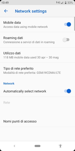 Seleziona Nomi punti di accesso