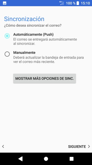 Seleccione la opción deseada y seleccione SIGUIENTE