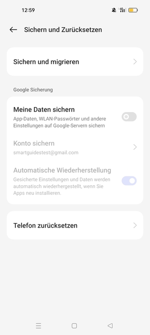 Schalten Sie Meine Daten sichern ein