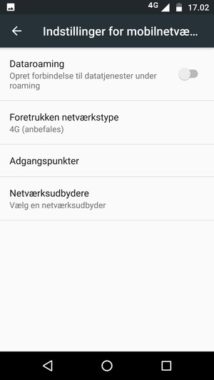 For at skifte netværk, hvis der opstår netværksproblemer, vælg Netværksudbydere