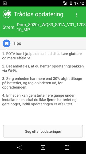Vælg Søg efter opdateringer