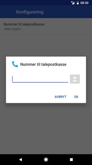 Skriv inn Nummer til talepostkasse og velg OK