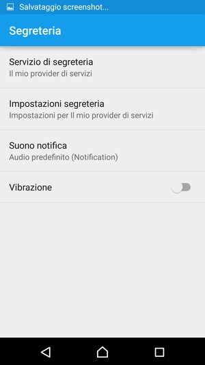 Seleziona Impostazioni segreteria