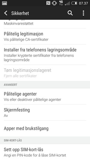 For å bytte PIN-koden til SIM-kortet, velg Sett opp SIM-kort-lås