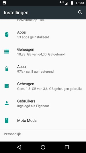 Scroll naar en selecteer Accu