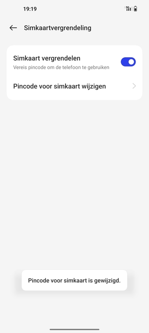 Uw Pincode voor simkaart is gewijzigd