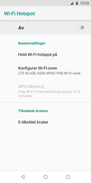 Velg Konfigurer Wi-Fi-sone