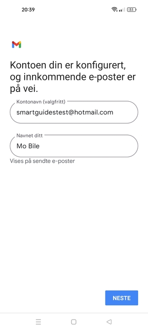 Gi kontoen din et navn, og skriv inn navnet ditt. Velg NESTE