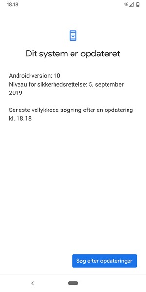 Hvis din telefon er opdateret, vil du se følgende skærmbillede