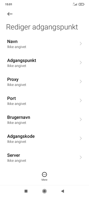 Indtast internet-oplysninger