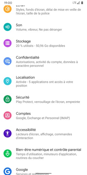Faites défiler et sélectionnez Sécurité