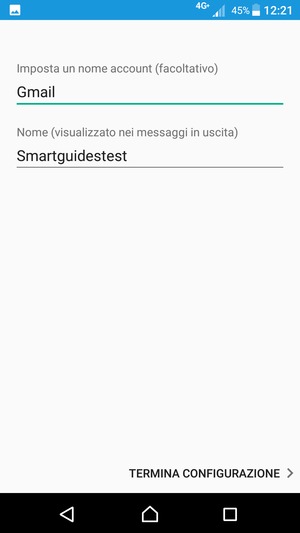 Scegli un nome per il tuo account e inserisci il tuo nome. Seleziona TERMINA CONFIGURAZIONE