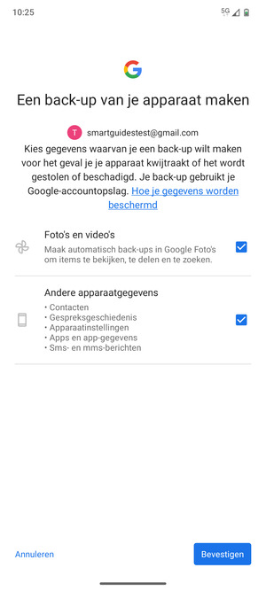 Selecteer uw voorkeursopties en selecteer Bevestigen