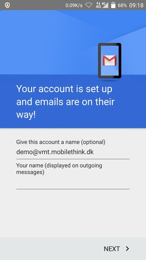 Give your account a name and enter your name. Select NEXT
