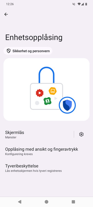 Telefonen din er nå sikret med en skjermlås