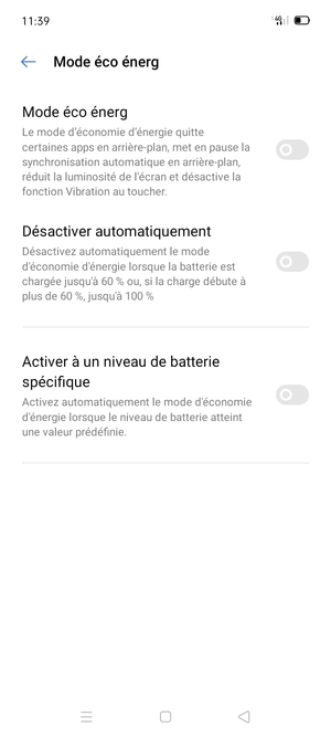 Activer le Mode éco énerg