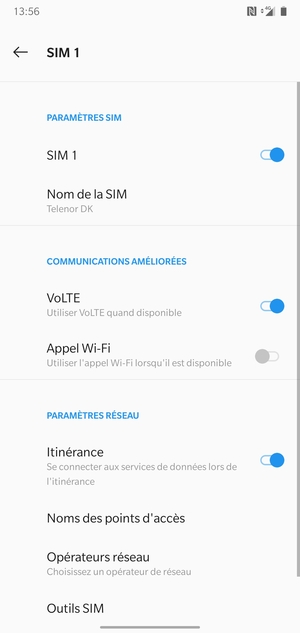 Activer ou désactiver Itinérance