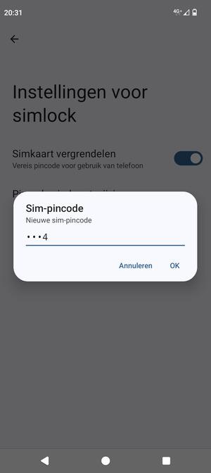 Voer uw Nieuwe sim-pincode in en selecteer OK
