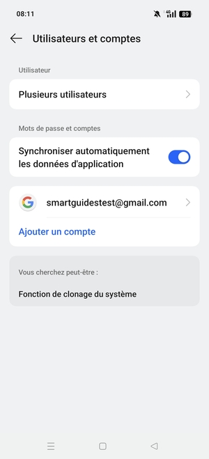 Sélectionnez votre compte Google