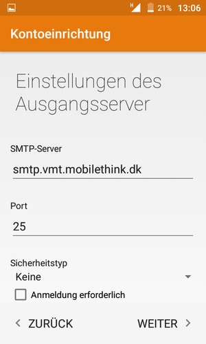 Deaktivieren Sie das Kontrollkästchen Anmeldung erforderlich und wählen Sie WEITER